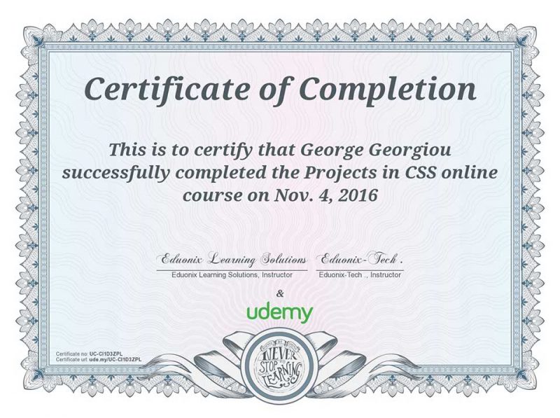 CSS Projects Certification from Udemy