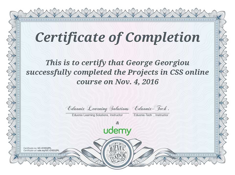 CSS Projects Certification from Udemy